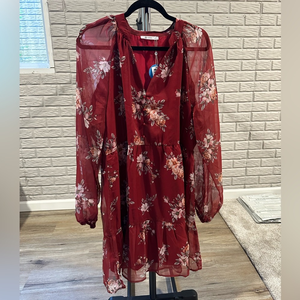BRAND NEW! Cupshe Long Sleeve Chiffon Dress